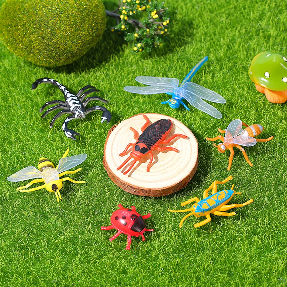 12pcs Insects Bugs Toys Figurines Mini Bugs Figures For Kids Toddlers Child Faux Bugs Simulation Bee Dragonfly Resin Insect