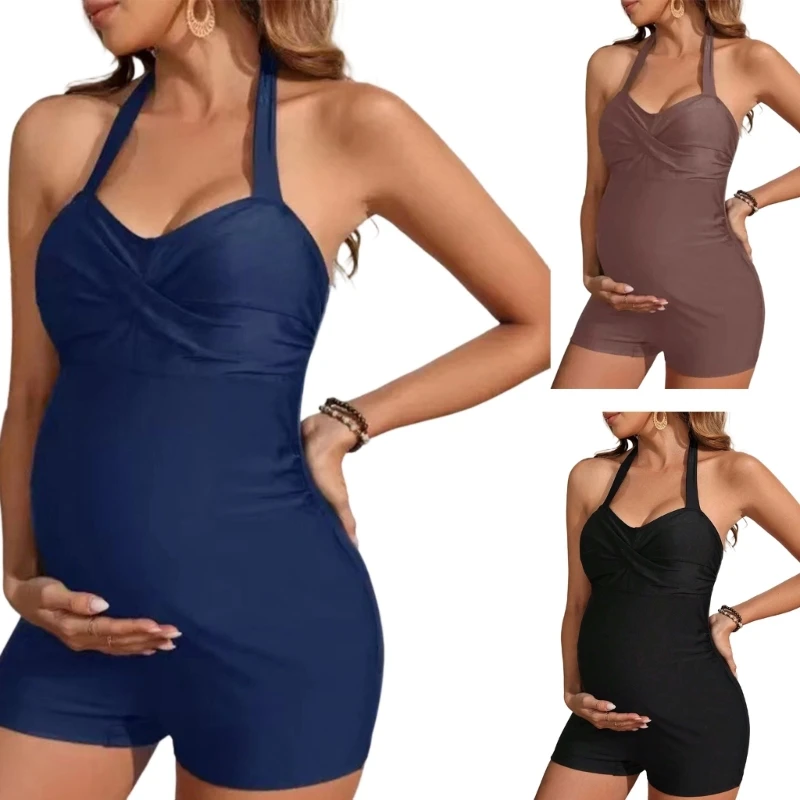 Pregnancy Bandeau Full Piece Swimsuit High Waist Designs Cover for Concealing Baby Bump During Maternity Swim Meeting 15UB