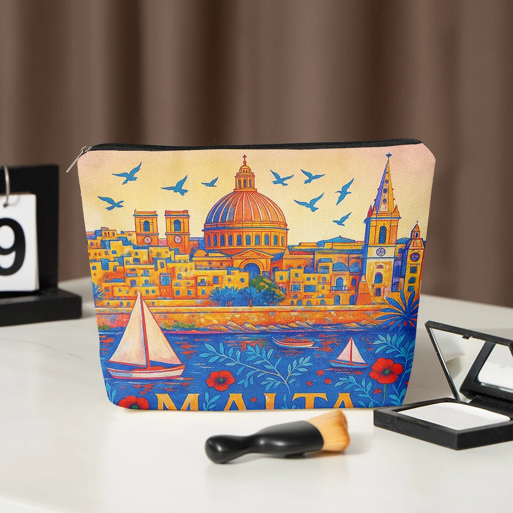 Women Bags Malta - 1 Buah Tas Makeup Motif Pemandangan