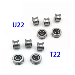 5PCS/Lot U22 T22 TU22 8mm Groove Pulley Bearings T22 U22 8*22.5*14.5*13.5 mm V Groove U Groove Roller Wheel Ball Bearing T-U-22
