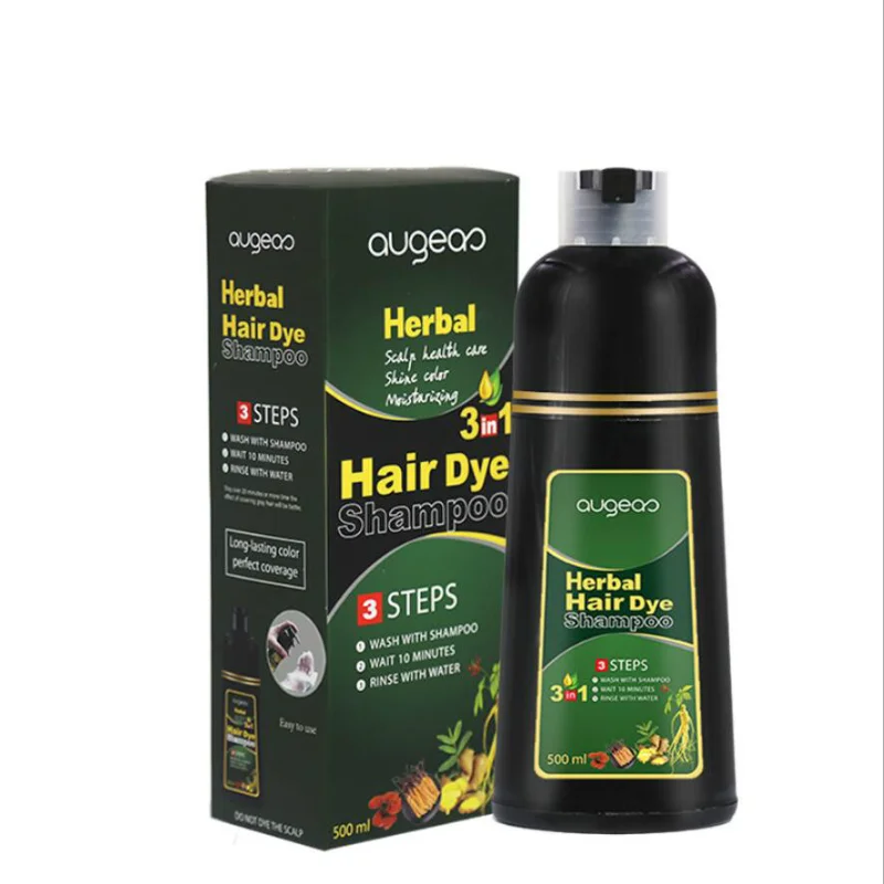 Pewarna rambut Herbal 30/500ml, pewarna hitam penghilang rambut abu-abu putih cepat