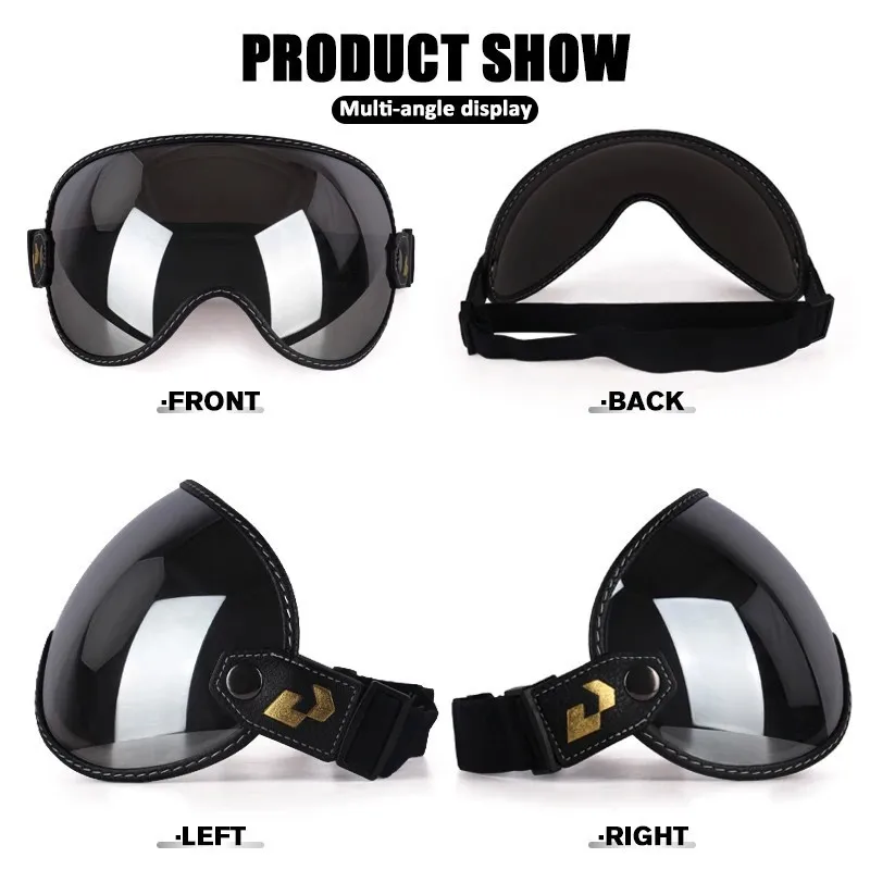 Uchoose Fit All Vintage Retro Open Face Half Helmet Motorcycle Helmet Bubble Shield Visor Lens Sunglasses Goggles Accessories image 6