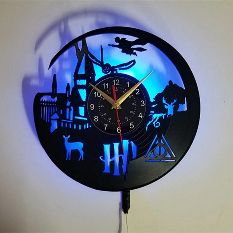 Hogwarts-Express Vinyl Record Wall Clock LED Light 12 