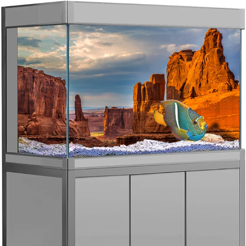 Decoration Aquarium Background Ornament Poster Desert LandscapeThe Aquarium Landscape Self Adhesive Fish Tank Backing Paper