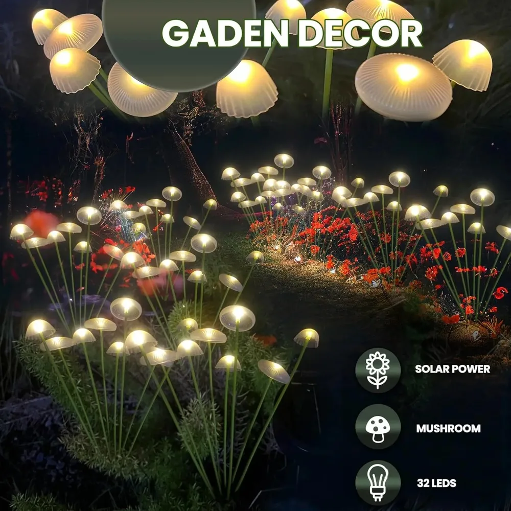 Courtyard Lawn Lights Decorative Lights Colored Lights Solar Mushroom Headlights Outdoor Home Gardens Balconies Ambient Lights image 6