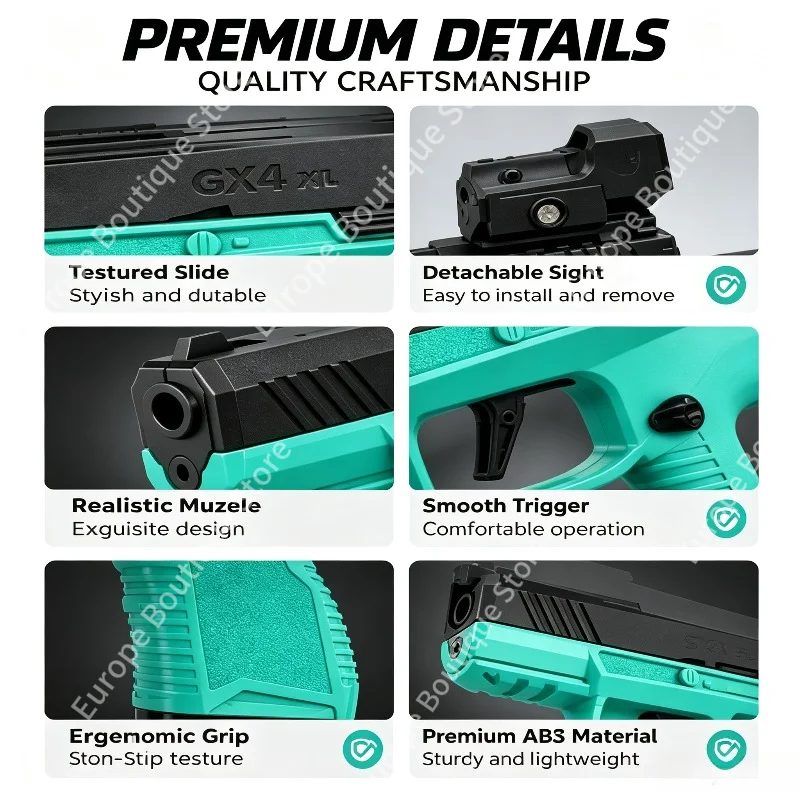 Mini GX4 Pocket Toy,Macaron Shell Eject Blowback Model w/ Red Dot Sight,Full Set Magazines Soft Bullets Shells,Kids Adults Gift
