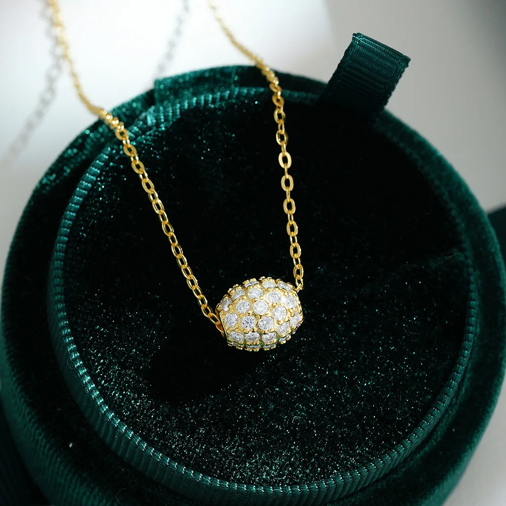 

JoyceJelly S925 Sterling Silver Pendant Full Moissanite Necklace Plated With 14K Gold Classic And Luxury Fortune Beads for Women