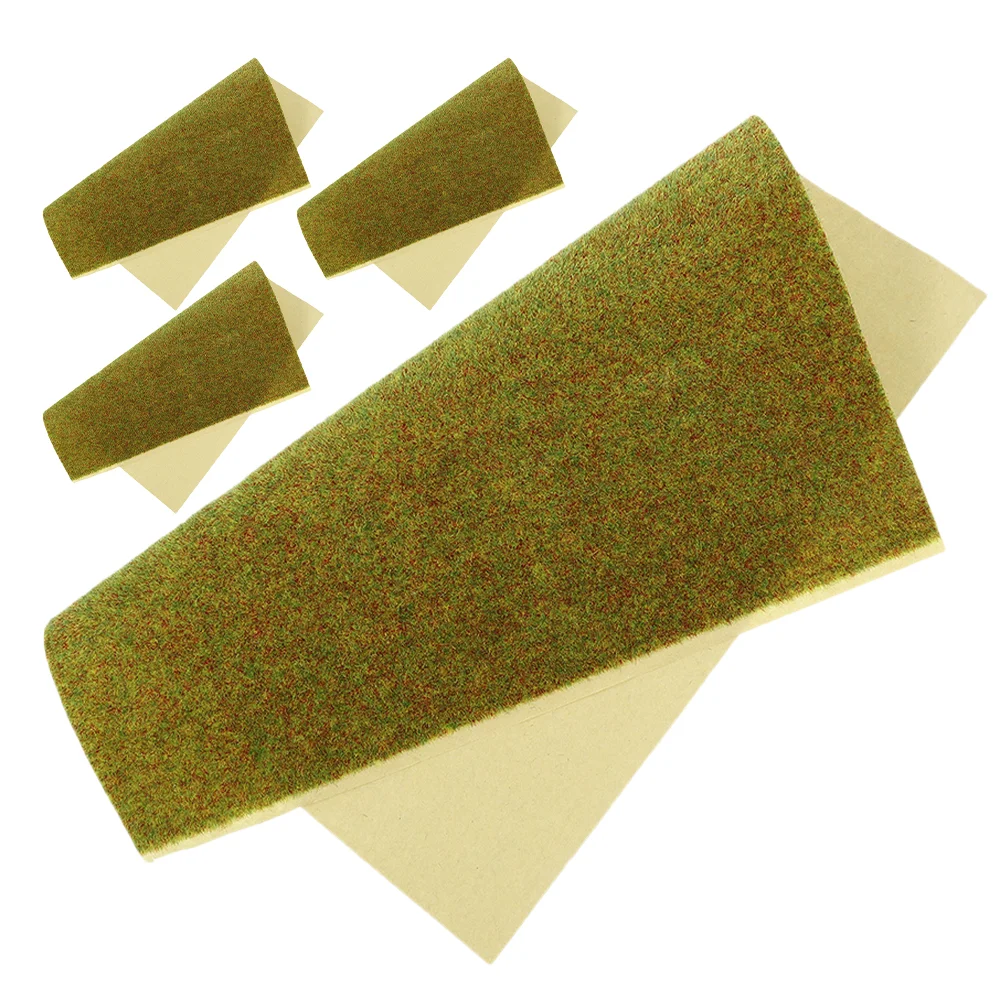 4pcs Artificial Turf For Sand Table Nylon Lawn Mat Diy Grass Lawn For Model Decorations Fake Grass Mat For Sand Table Micro Land