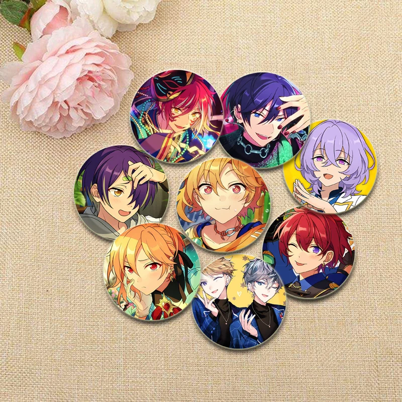 

Ensemble Stars HD Print Brooches Round Cartoon Handmade Pins for Backpack Cothes Accessories Anime Collection Badge Decoration