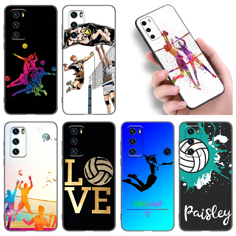 Volleyball Sport Phone Case For Huawei P8 P9 P10 P20 P30 P40 Lite E P50 P Smart Pro Z S 2018 2019 2020 2021 Soft TPU Black Cover