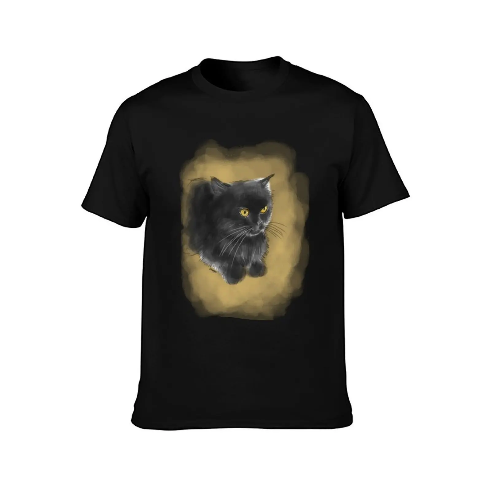 Cute Persian Cat Black T-Shirt Summer Casual Cotton Tee Oversized Streetwear Tops Vintage Graphic Print Unisex Men Women