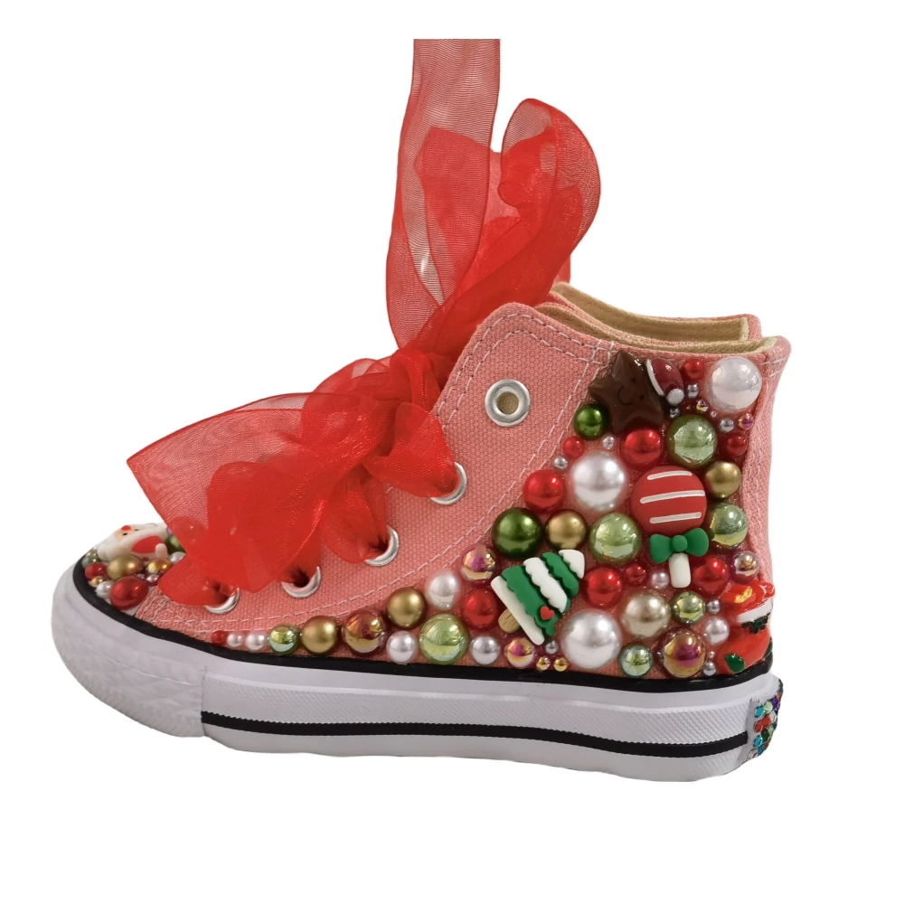 Christmas Gift Shoes Christmas Tree Santa Claus Decoration Diamond DIY Canvas Shoes