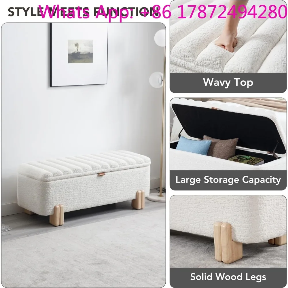 Storage Bench Fur Entryway Bench 45” Upholstered Bench with Seating
