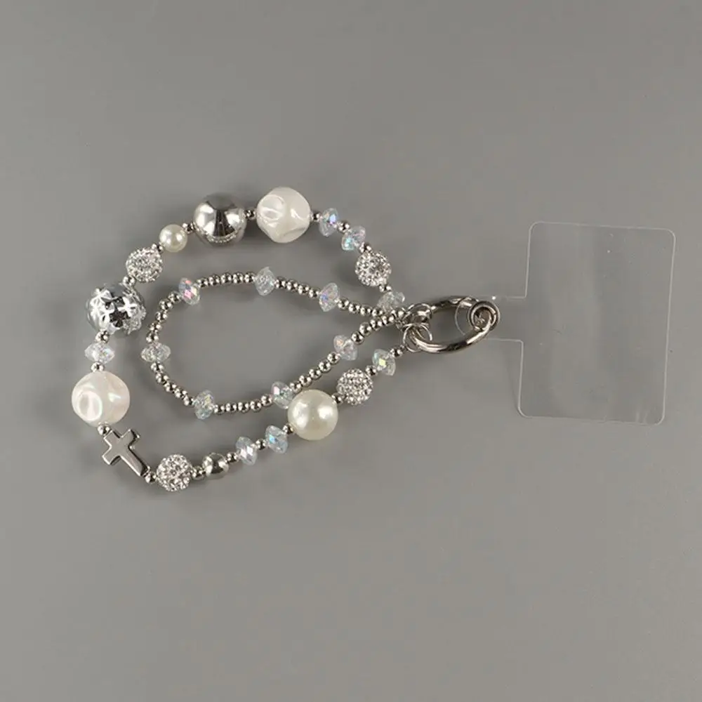 

Браслет-цепочка для телефона Y2K с жемчужными бусинами, ремешок на запястье, шнурок для мобильного телефона, блестящий подвесной шнурок, браслет-брелок для телефона