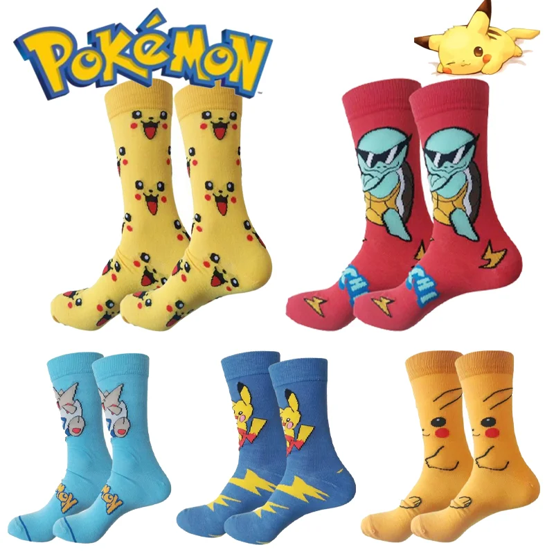 Pokemon Pikachu Socks Cartoon Print Breathable Sport Sock Fashion Men Women Middle Tube Sock Casual Comfortable Stockings