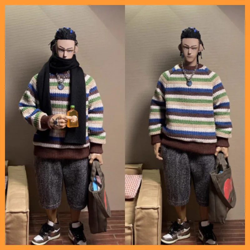 In Stock 1/6 Scale Fashionable Striped Color Blocked Round Neck Sweater Fit 12inch Action Figure Model Toys For Fans DIY