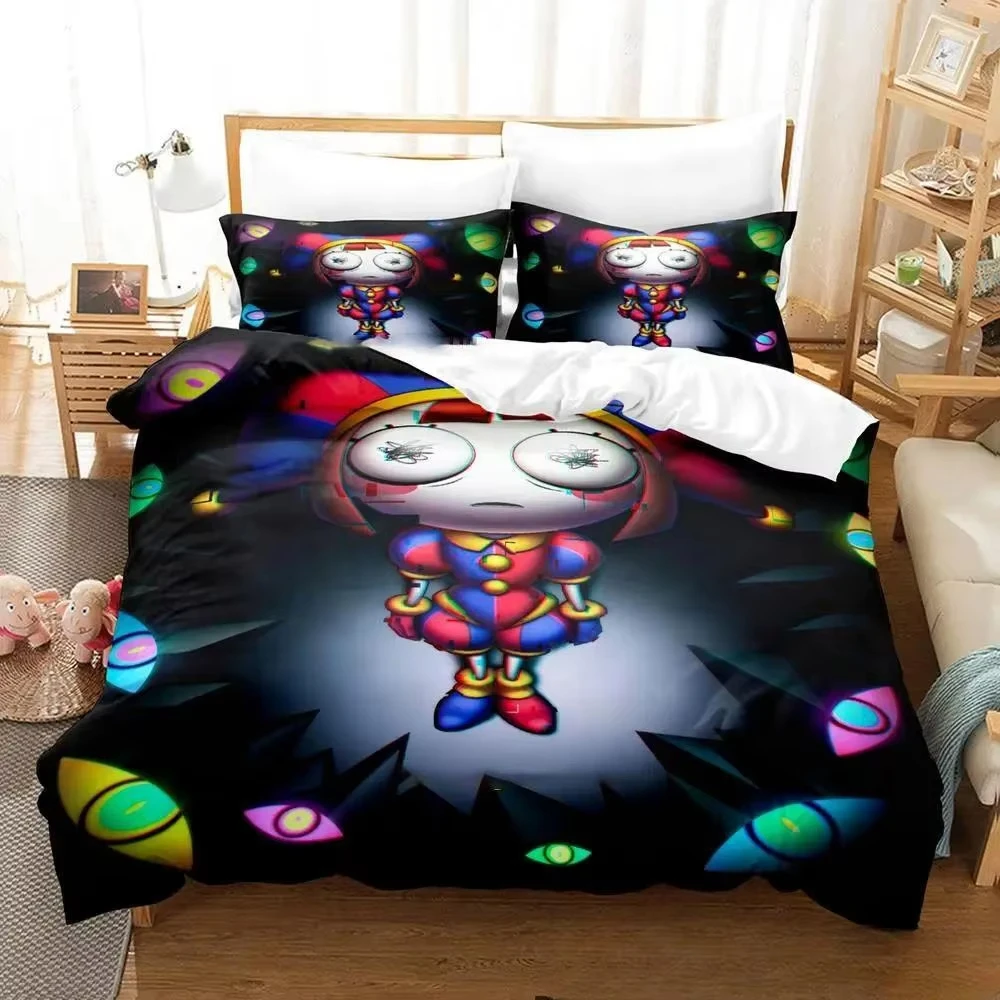 Fashion 3D Print Cartoon Amazing Digital Circus Bedding Set Boys Girls Twin Queen King Size Duvetcover Pillowcase Bed boys Adult