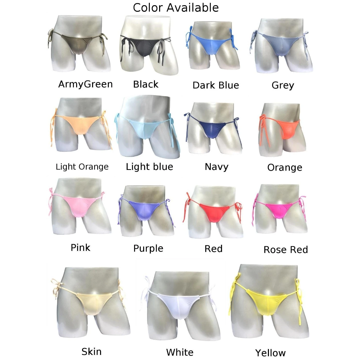 Briefs Underwear Quick Dry Recreational Thong U Convex Pouch Men Pool 1 Pcs Ice Silk Lace-up Briefs Lightweight