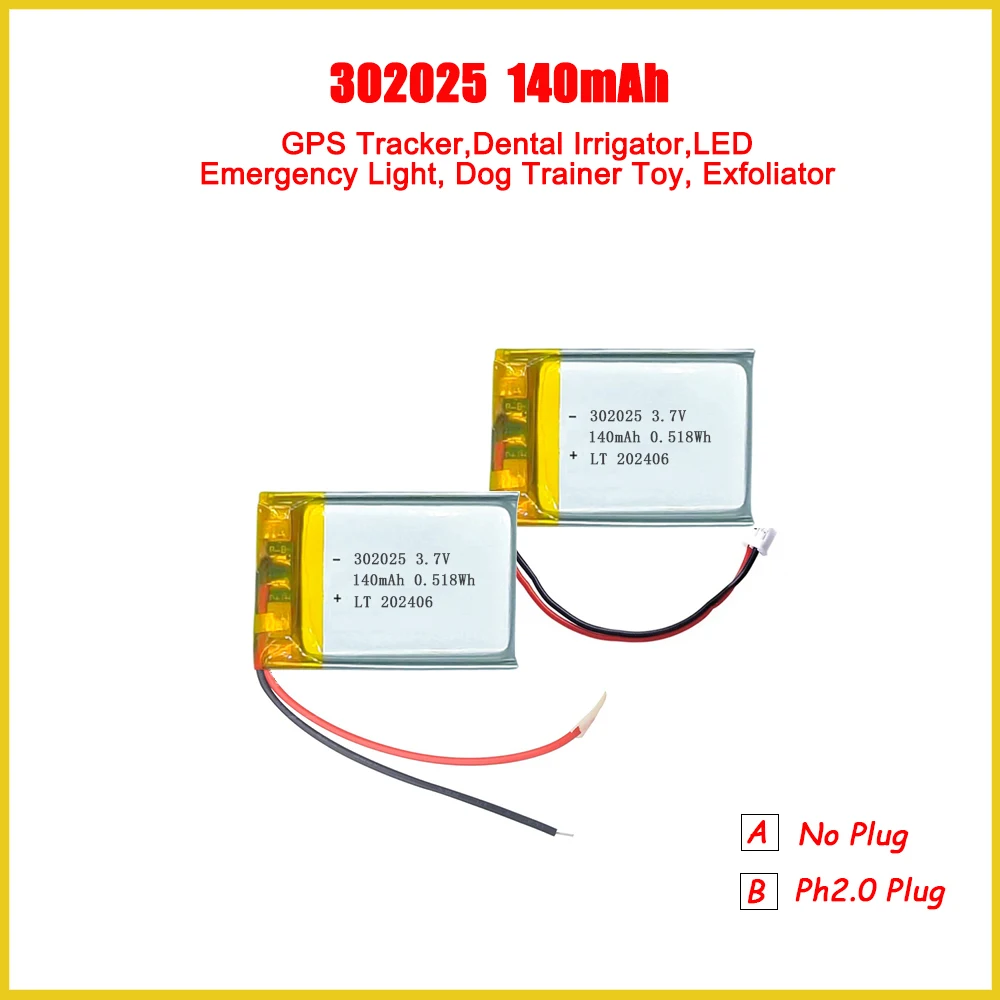 302035 Lipo Battery 140mAh 3.7V Rechargeable Lithium Batteries For GPS Tracker Dental Irrigator LED Light Dog Trainer Toy