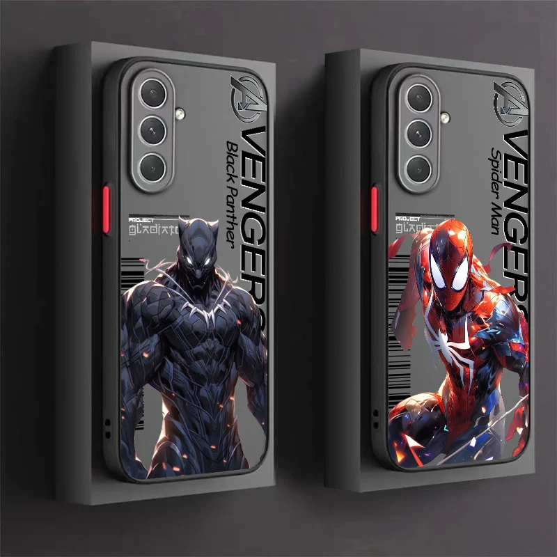 Marvel Hero Spider Man Hulk Frosted Translucent For Samsung Galaxy S24 S23 S22 S21 S20 FE S10 S9 S8 Plus Ultra Pro 5G Funda