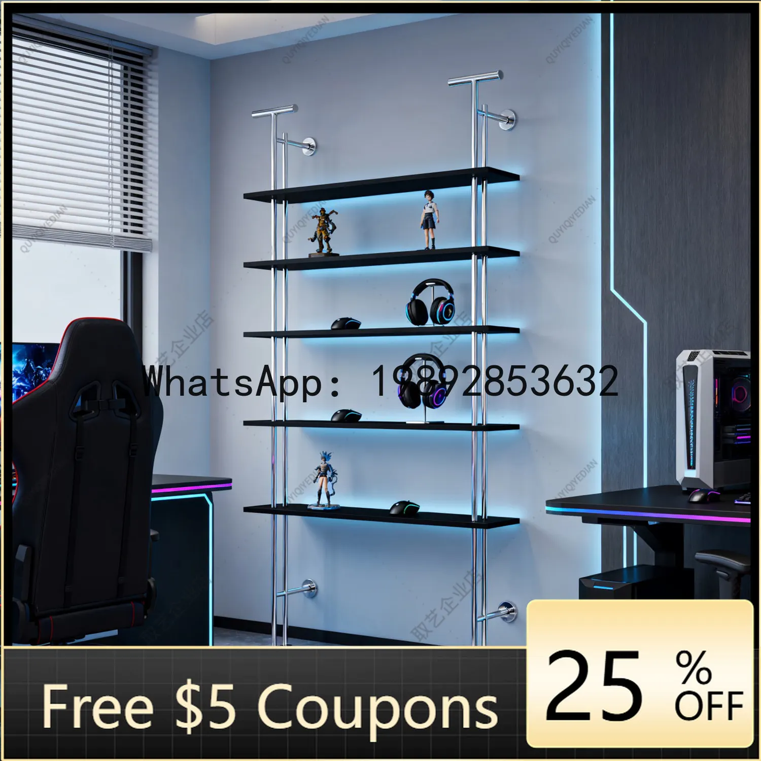 T26 Display Rack Stainless Steel Wall-Mounted Multi-Layer Storage Rack Figurine Display Cinet for Home Use