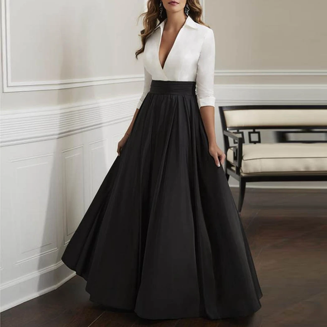 Black Satin Maxi Skirt for Women High Waist A Line Floor Length Formal Long Skirts for Office Lady Vintage Evening Skirt Saia