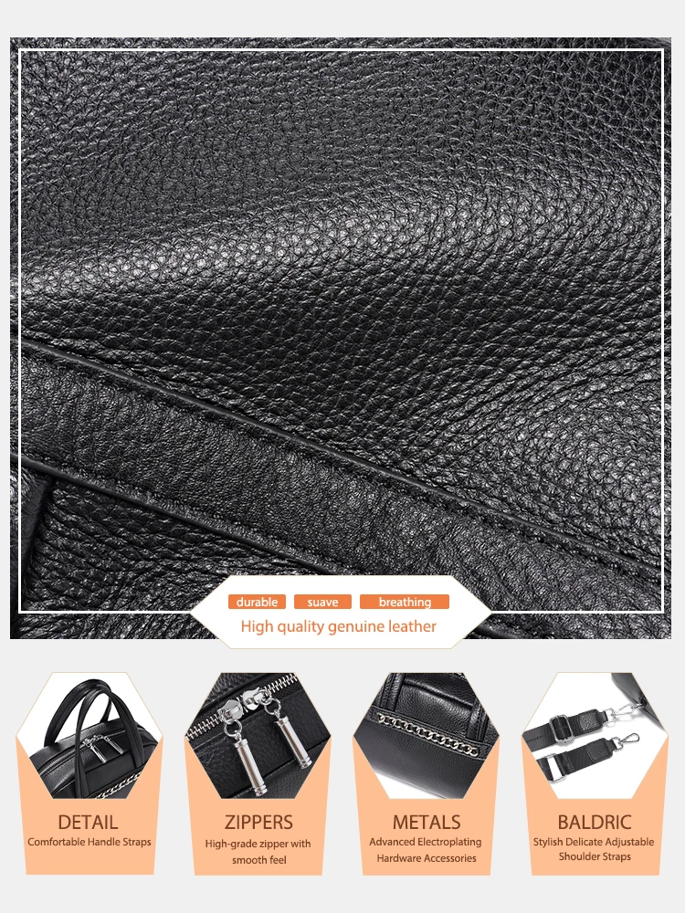 Zency Small Crossbody Bag Wide Strap Soft Leather Shoulder Bag Large Capacity Pockets Double Handles for Daily Work Commute
