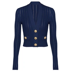 Spot Spring Autumn 2024 New Women's Wool Cardigan Fashion Classic High Quality Top Jacket Knitwear