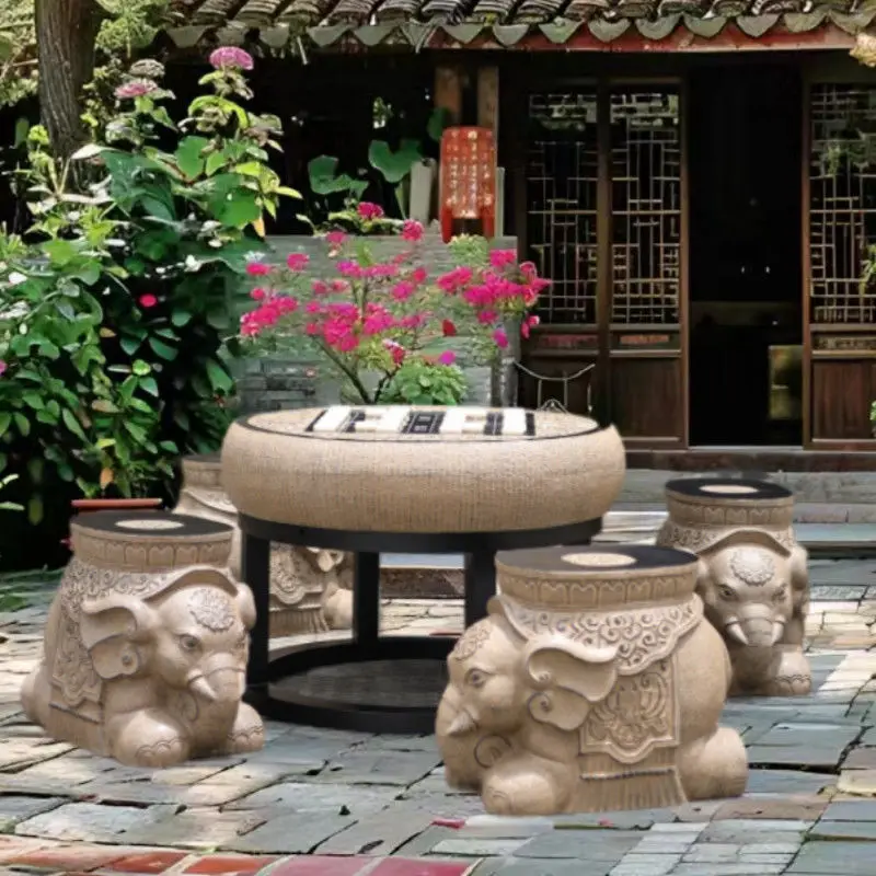 Factory Direct 2026 Outdoor Courtyard Garden Faux Stone Table and Chair Set, Outdoor Villa Yard Open-Air Balcony Coffee Table
