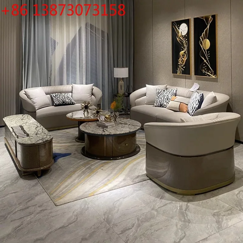 

Итальянский комплект мягкой мебели класса люкс для виллы, модель для декора дома, высококлассный постмодерн