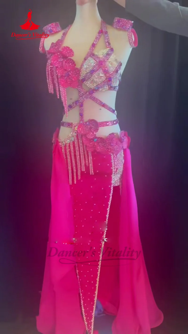 

Belly Dance Performance Custome Suit for Women Customsized Bra+Skirt+hip Skirt 3pcs Adult Child Belly Dancing Stage Wear Outfit