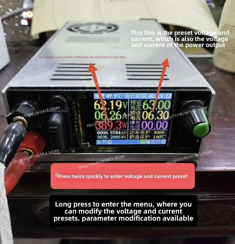0-143V 90V 50V Adjustable CNC Power Supply Color Screen Reverse Polarity Protection for EV Charger
