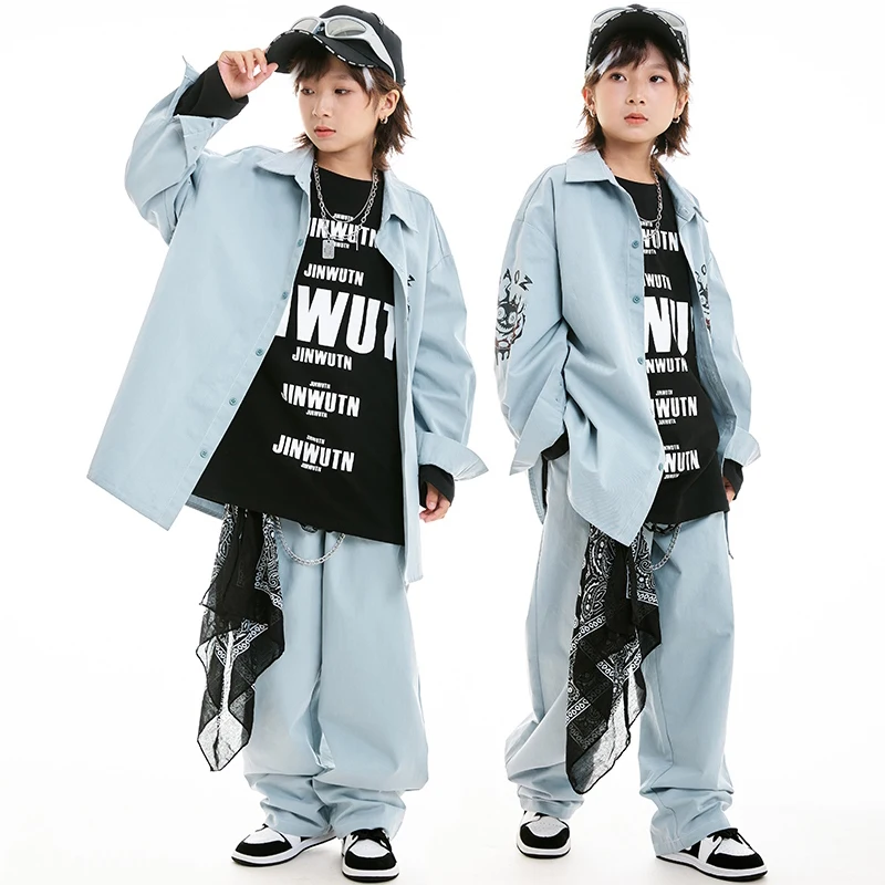 Kids Hip Hop Dance Costume Boys Loose Clothing Shirts Pants Street Dance Clothes Girls Jazz Performance Stage Outfits BL13912