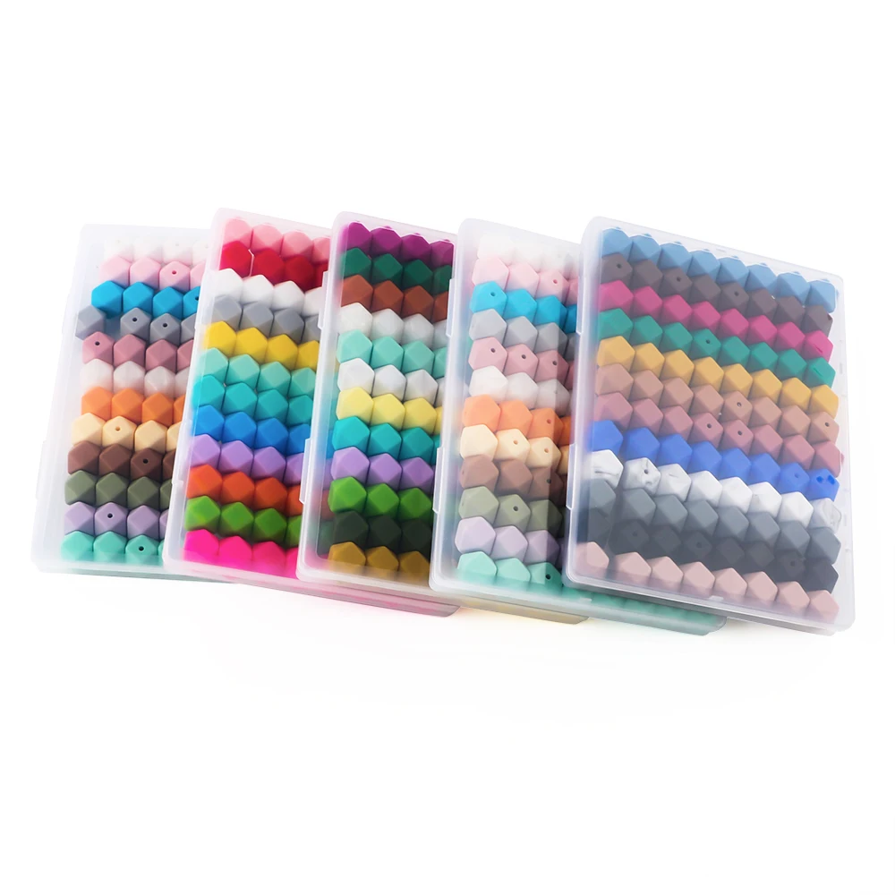 96Pcs/Box 14mm Hexagon Silicone Beads Loose Silicone Beads For Jewelry Making DIY Bracelet Necklace Keychain Accessories