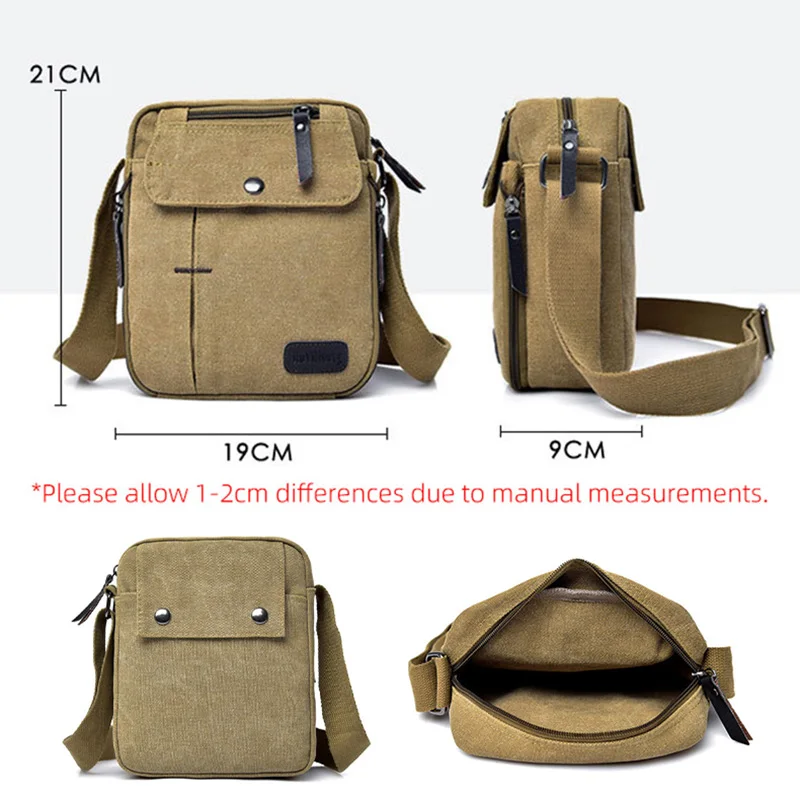 Men Casual Travel Sling Shoulder Bag Canvas Outdoor Sports Multifunctional Business Crossbody Bag Daily Messenger Bag for Male