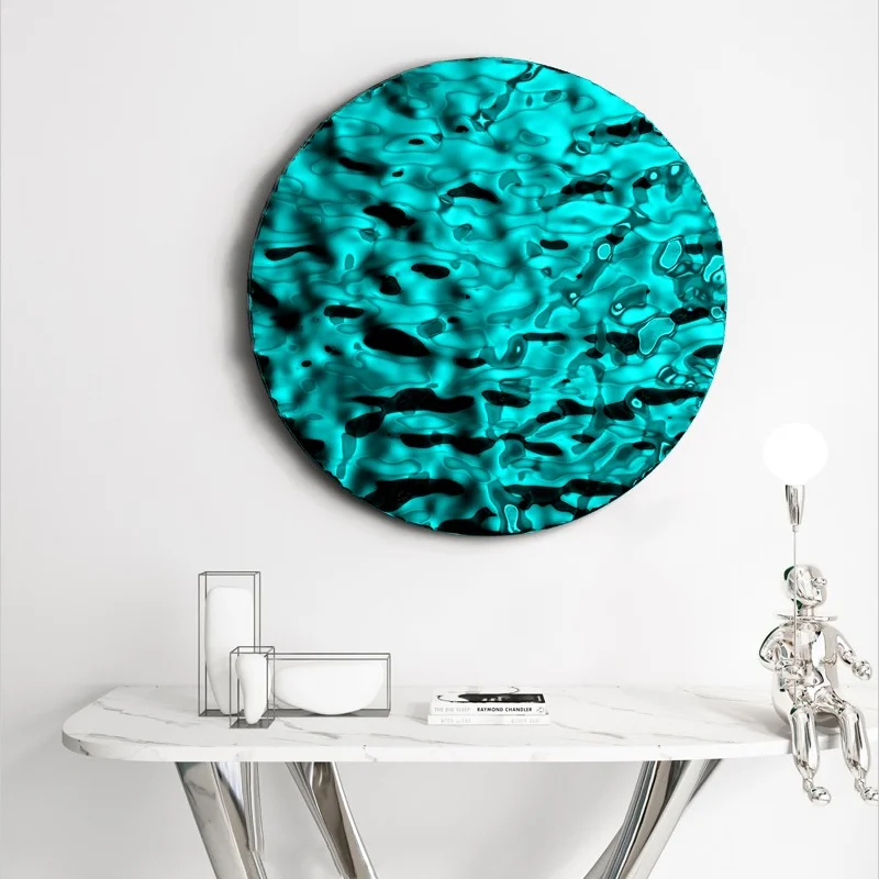 

Round Corrugated Mirror Metal Background Wall Decoration, Stainless Steel Pendant, Living Room, Bedroom, Villa Wall Decoration