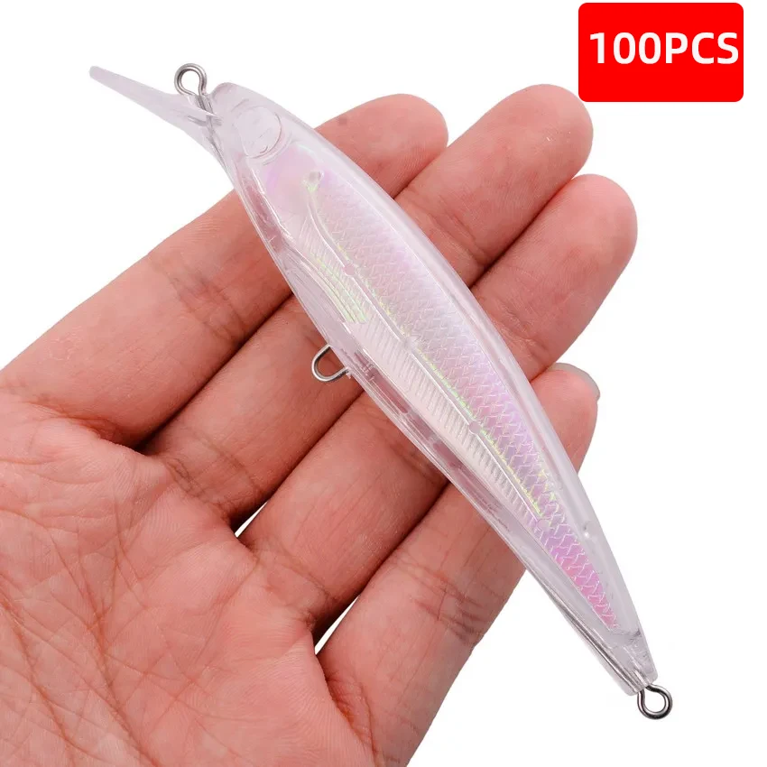 

100PCS Laser Unpainted Minnow Fishing Lure Set Wobblers Crankbaits Isca Artificial Hard Bait Carp Fishing Lures Pesca Tackle