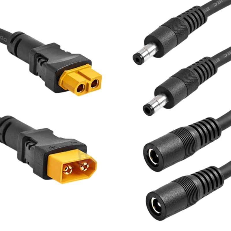 DC5.5x2.1/2.5 Connector Power Wire DC5521 to XT60 Plug Cable XT60 Male Female to DC5525 Battery Charging Adapter 1.5 Square Cord
