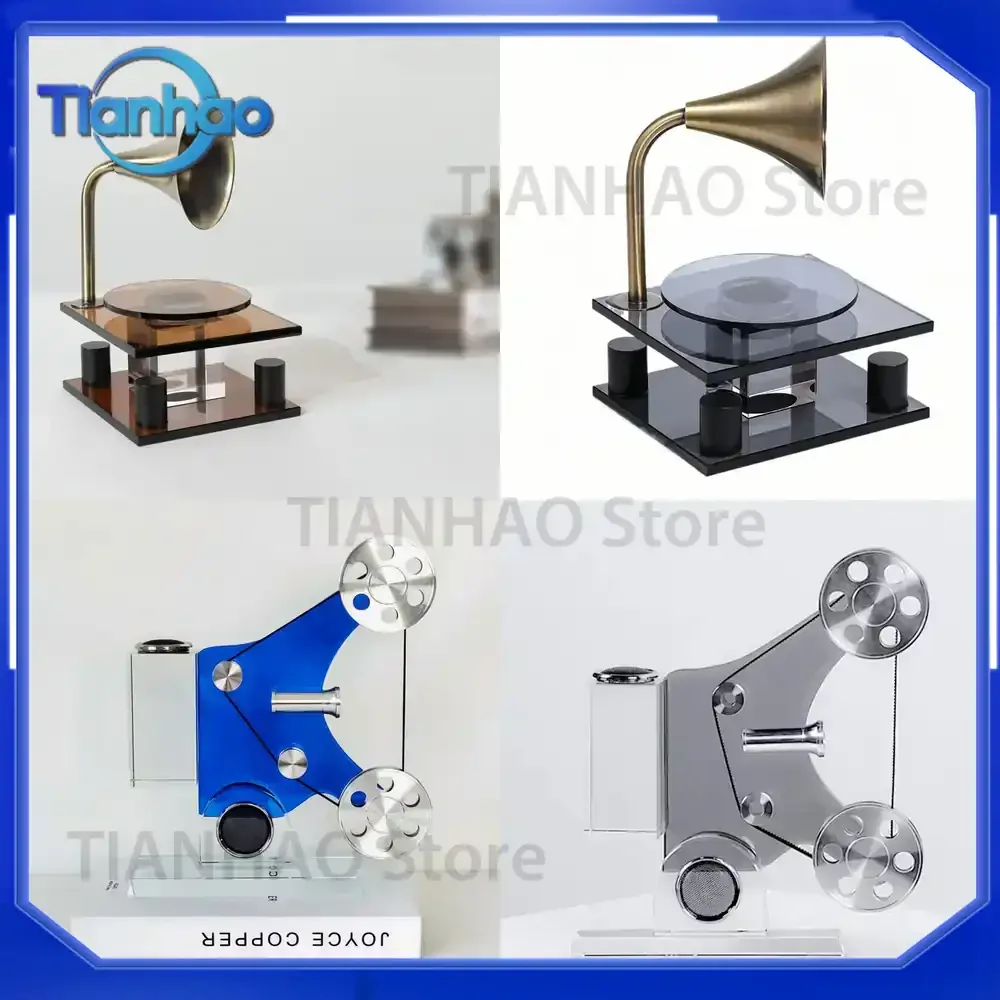 Crystal Projection Phonograph Desktop Ornament for European Retro Style Living Room Study TV Cabinet Model Room Soft