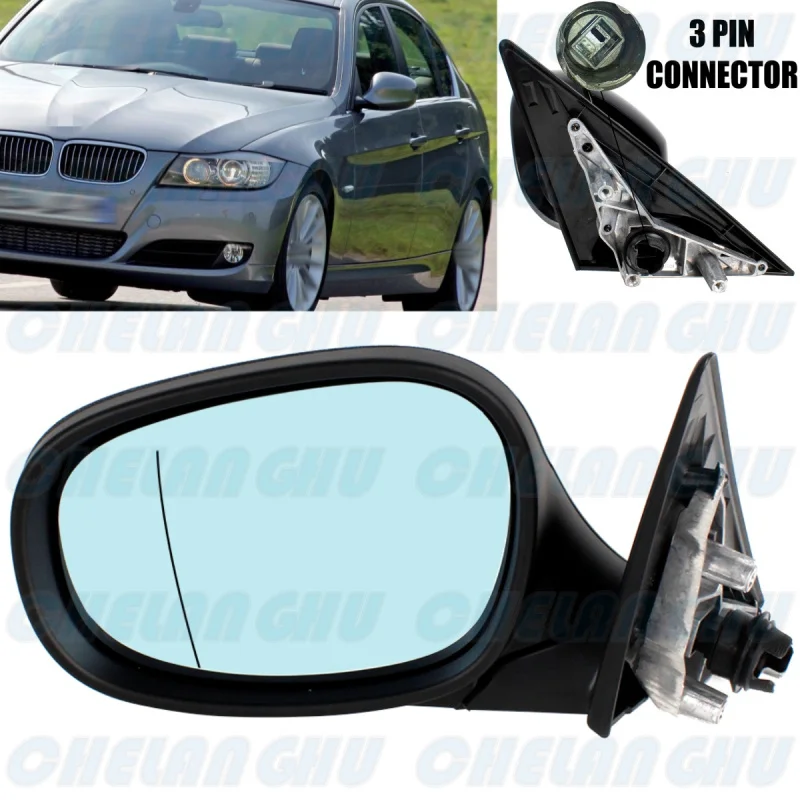 For BMW E90 E91 LCl 318i 320i 325i 330i 335i 2009 2010 2011 2012 Left 3 Pins Black Painted Power Adjust Memory Mirror Assembly