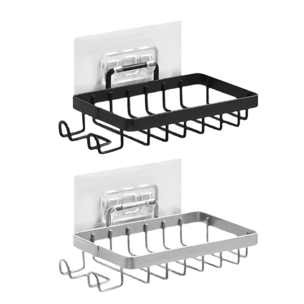 

Держатель для мыла из нержавеющей стали 304, настенный самоклеящийся чехол для мыла, серебристая/черная полка для хранения, аксессуары для кухни и ванной комнаты