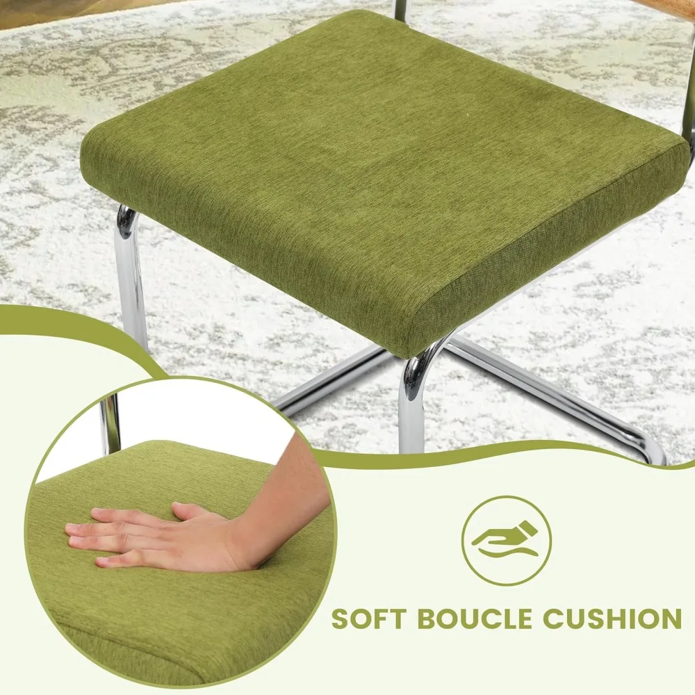 Moderne Cesca-Esszimmerstühle aus Rohrgeflecht, 2er-Set, handgewebte Rattan-Rohrlehne, Untergestell, gepolsterter Sitz aus Baumwolle