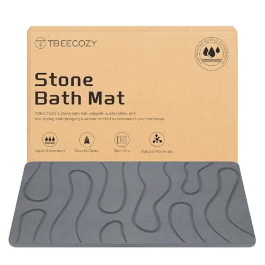 

Stone Bath Mat Large Size Diatomite Fast Drying Non Slip Stone Shower Mat Super Absorbent for Bathroom and Kitchen Multi-Use as