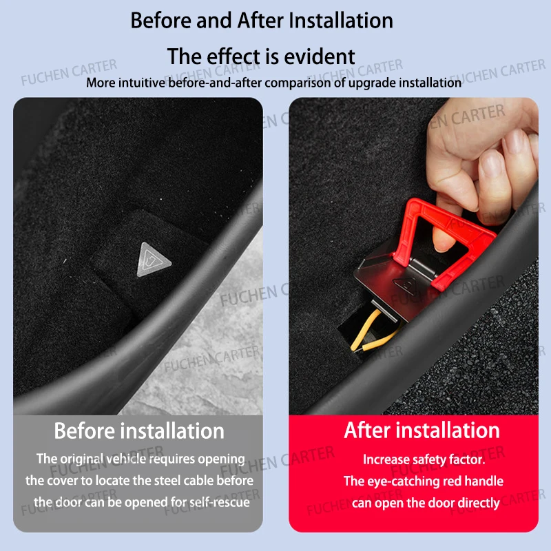 For Tesla Model YL Y Juniper 2026+ Rear Door Emergency Handle Manual Door Release Emergency Safety Pull Rope Interior Accessory