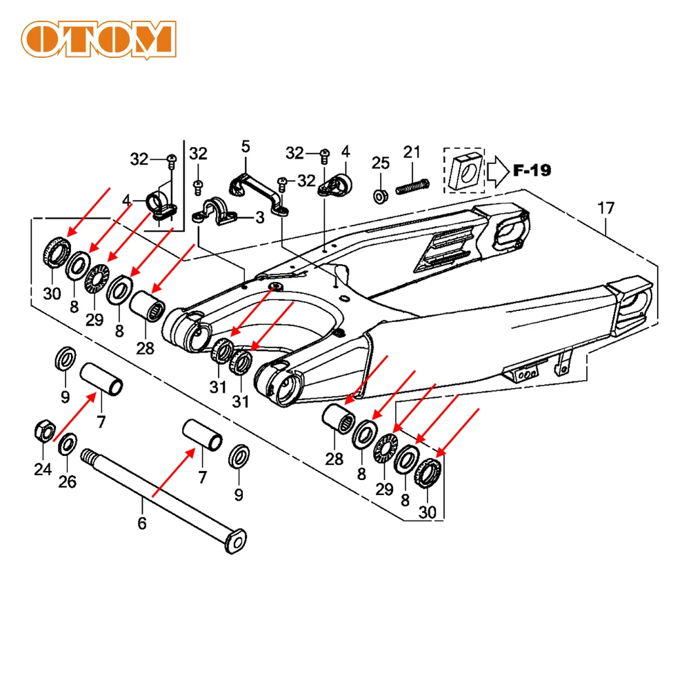 OTOM Motorcycle Swing ARM Maintenance Parts SWINGARM COLLAR PIVOT Bushing Needle Roller Bearing Oil Seal For HONDA CRF 250 450