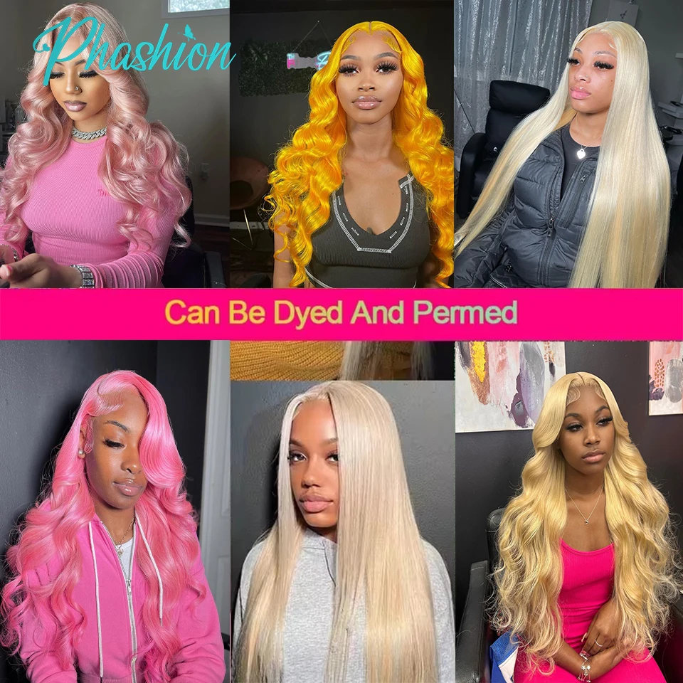 Phashion Blonde 26 28 Inch 13x6 13x4 Lace Frontal #613 Straight Body Wave Hd Transparent Lace Only Pre Plucked 100% Human Hair