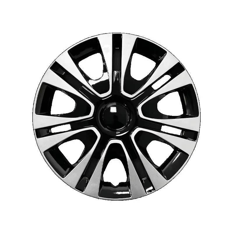 4Pcs 14 Inch Universal Car Hubcaps Auto Wheel Covers Black Silver Styling Rim Skins Shell Automotive Outer Replacement Trim Part