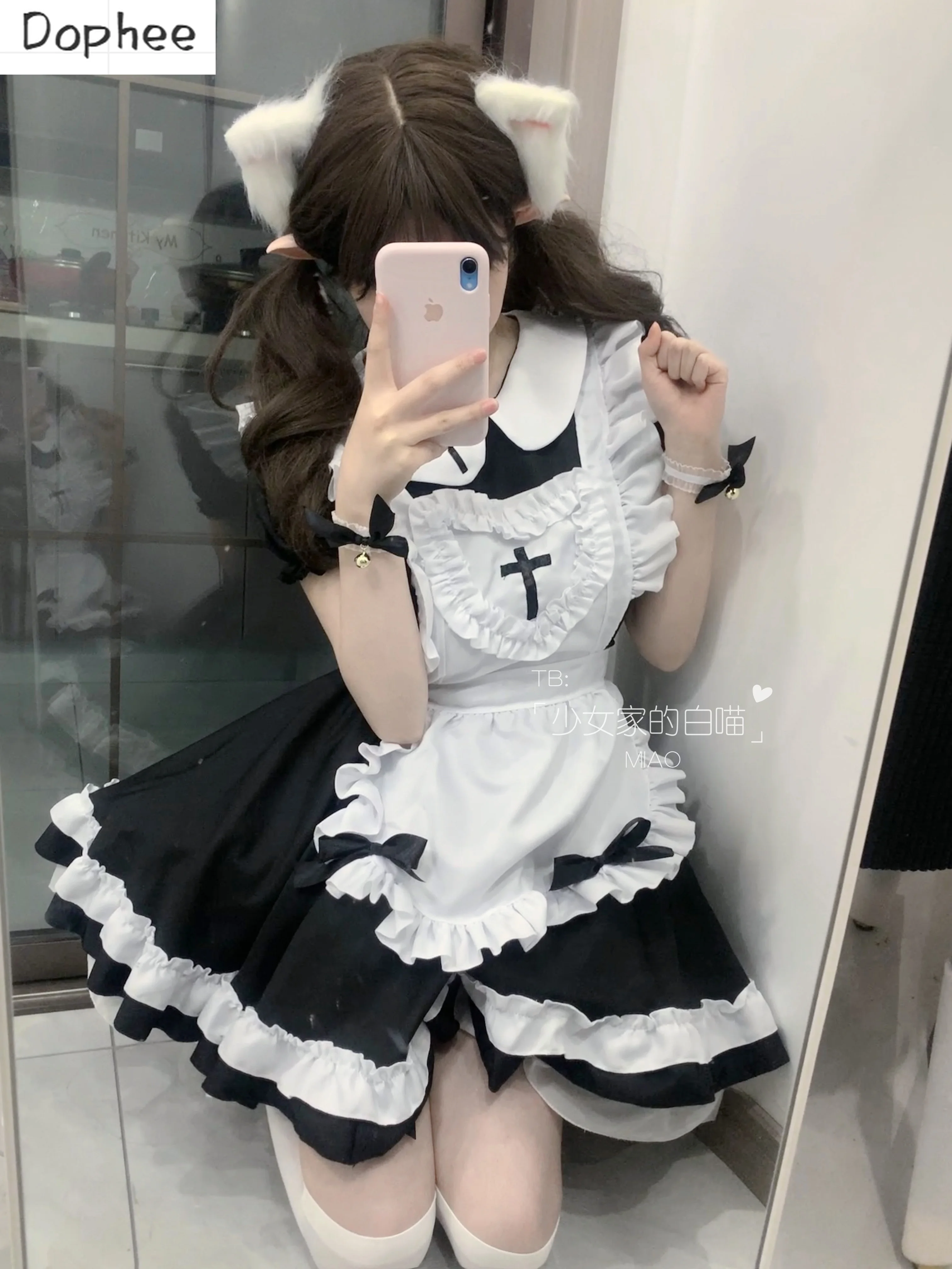 Cross Battle French Maid Cos Cute Maid Anime Women's Clothing Tycoon Lolita Dress Cosplay Costumes Large Size Lolita Sets