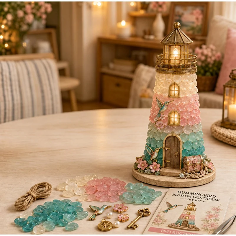 Diy Lighted Lighthouse Sea-glass Craft Kit With Accessories Instruction Manual Handmade Halloween Christmas Home Decor Ornament