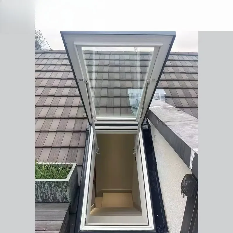 Modern waterproof automatic electric aluminum glass shutter sunroof remote control insect proof hanging flat top